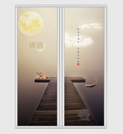 简约抽象唯美夜色移门