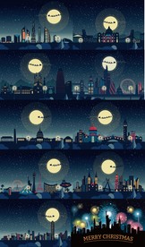 世界知名城市建筑夜景彩色高楼