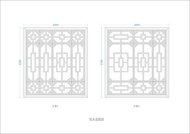 实木花格窗立面图