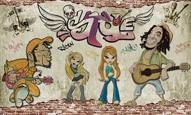 复古卡通音乐人物背景墙