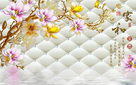 家和富贵兰花软包背景