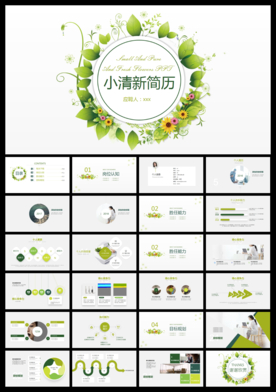 小清新极简淡雅简历PPT模板