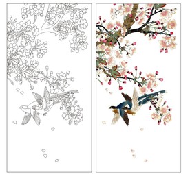 花鸟 梅花高清印刷路径矢量图