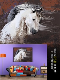 北欧骏马简约油画风格装饰画