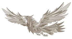 线条凤凰矢量雕刻