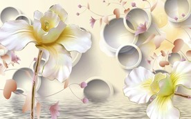 现代简约花卉圆圈电视背景墙