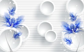 现代简约圆圈花卉电视背景墙