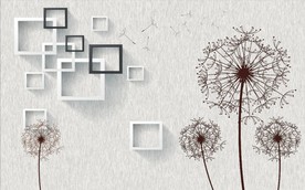 现代简约蒲公英方格电视背景墙