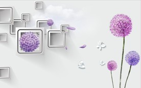 现代简约蒲公英方块电视背景墙