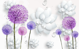 现代简约蒲公英花卉电视背景墙