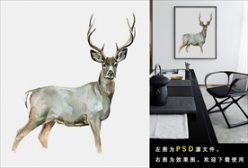 现代北欧简约手绘动物欧式装饰画