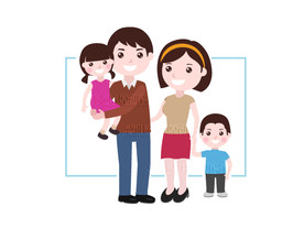 一家四口卡通形象