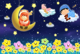 卡通星空人物背景