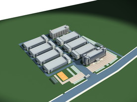 3D厂房鸟瞰模型
