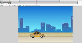 的士车行驶在城市道路的动画6秒