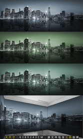 大型整房城市夜景背景墙装饰画