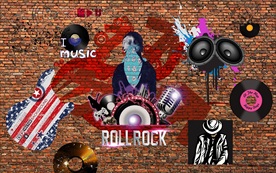 潮流黑胶复古音乐背景墙装饰画