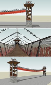 苗族八角塔楼铁索桥