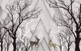 北欧立体树林背景墙