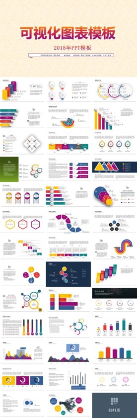多彩可视化立体信息PPT图表