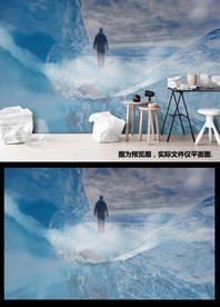 大气海浪大海蓝色地中海背景墙