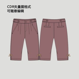 矢量图休闲中裤六分裤