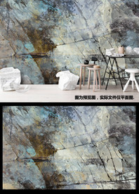 大气涂鸦石头质感工业风背景墙