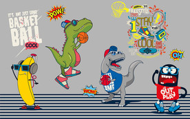 摇滚校园卡通背景墙