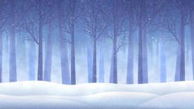 雪花漫天的树林