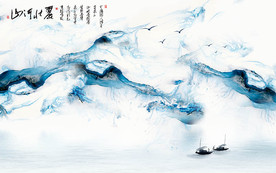 山河壮丽写意山水背景墙