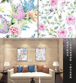 高清手绘热带雨林树叶装饰画