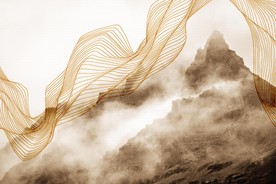 水墨抽象线条山水画