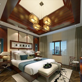中式卧室效果图模型