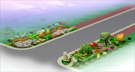 道路入口绿化景观效果图