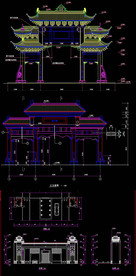中式大门建筑施工图