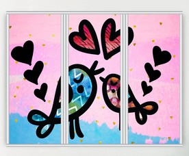 卡通爱情鸟三联门