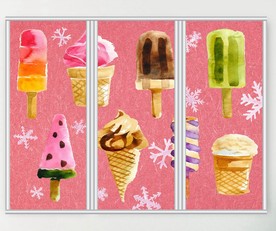 卡通冰棒甜点三联门
