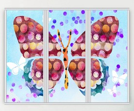 卡通蝴蝶三联门