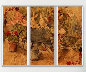 卡通花园兔子三联门