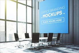 高清办公室展板样机效果图模板