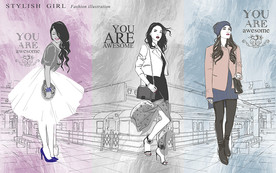 都市女孩时尚背景墙