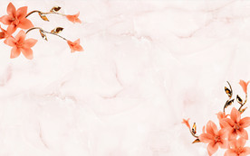 橘色花朵 3D立体壁画 源分层