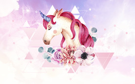 独角兽几何时尚背景墙