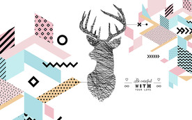 抽象麋鹿北欧背景墙