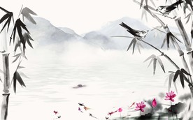 水墨山水画背景墙