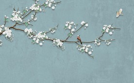 工笔花鸟背景墙