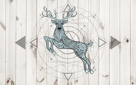 麋鹿几何抽象木纹背景墙