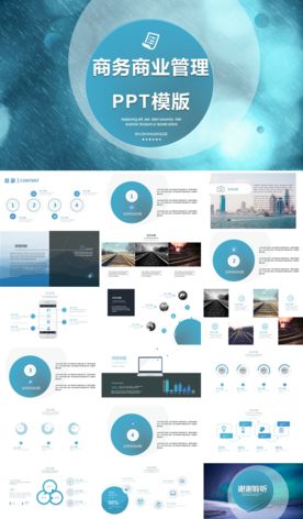 蓝色简约商务商业管理PPT模版