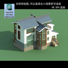 中式建筑 多层建筑 别墅模型