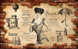 香水女人复古欧式背景墙
